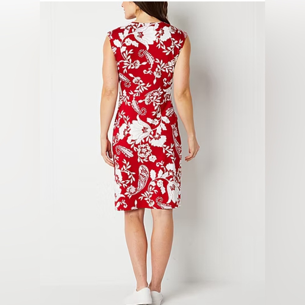 NWT Dress: Sleeveless Jersey, Midi Sheath, Twist at Waist, Petite L - Picture 3 of 13